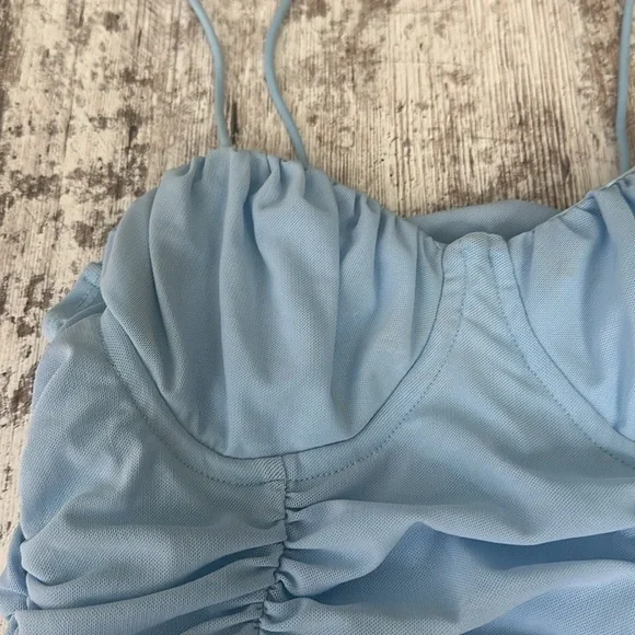 Shein Light Blue Ruched Tank Top - Picture 7 of 9